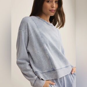 Z Supply | LAX Knit Denim Sweatshirt - Washed Indigo